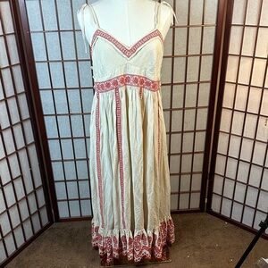 Tocca Cream and Red Maxi Dress